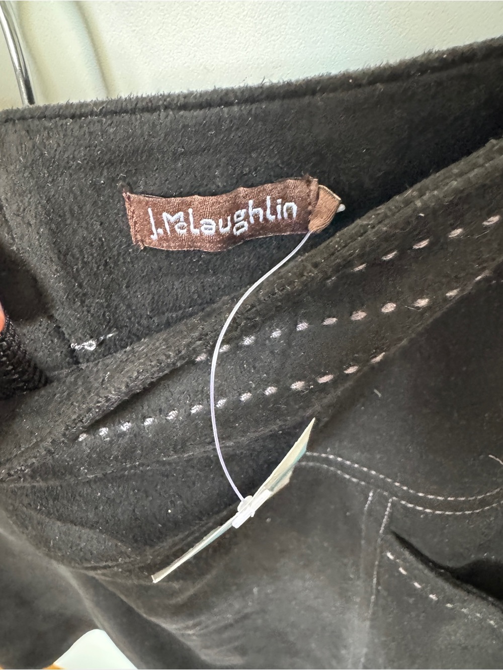 J. McLaughlin Black Suede Stretch Skirt with Contrast Stitching - Picture 3 of 10
